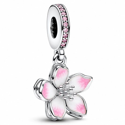 Cherry Blossom Dangle Charm S925 Sterling Silver