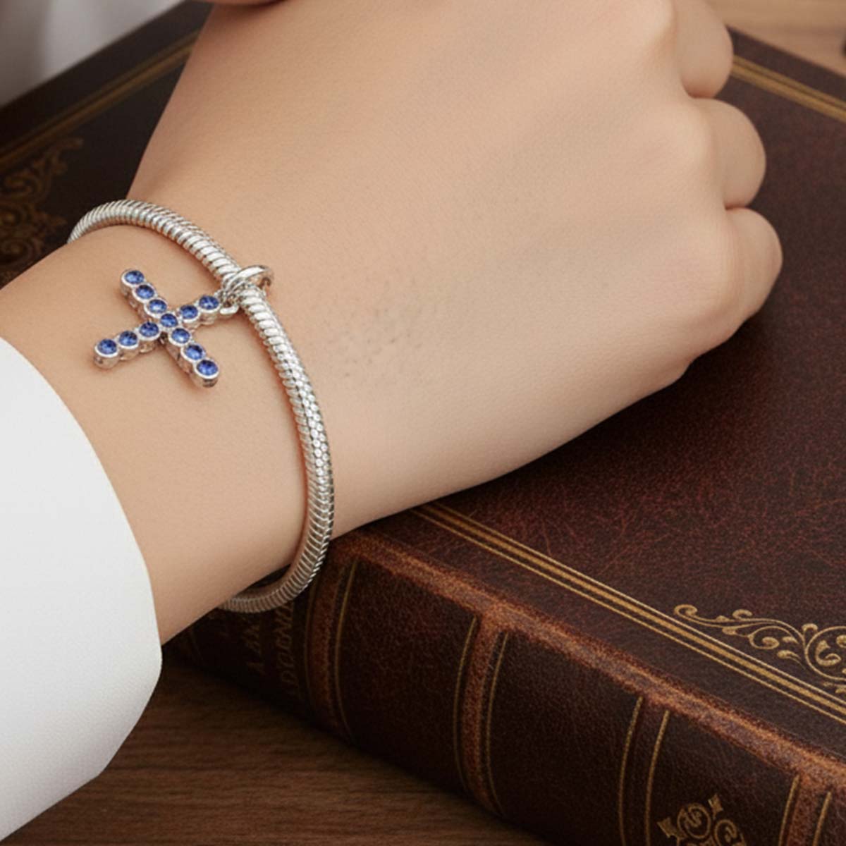 Cross Dangle Charm Hallmarked S925 Sterling Silver