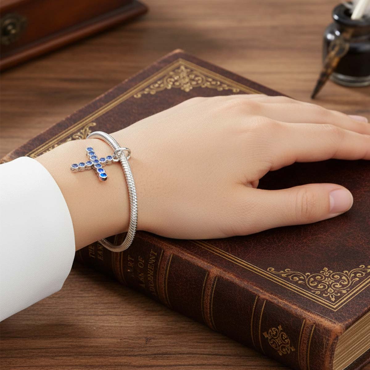 Cross Dangle Charm Hallmarked S925 Sterling Silver