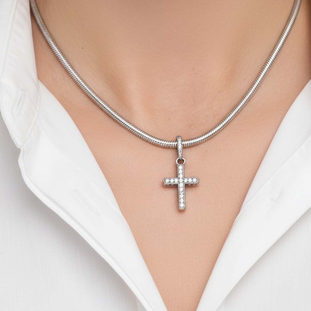 Sparkling Cross Pendant charm Hallmarked S925 Sterling Silver