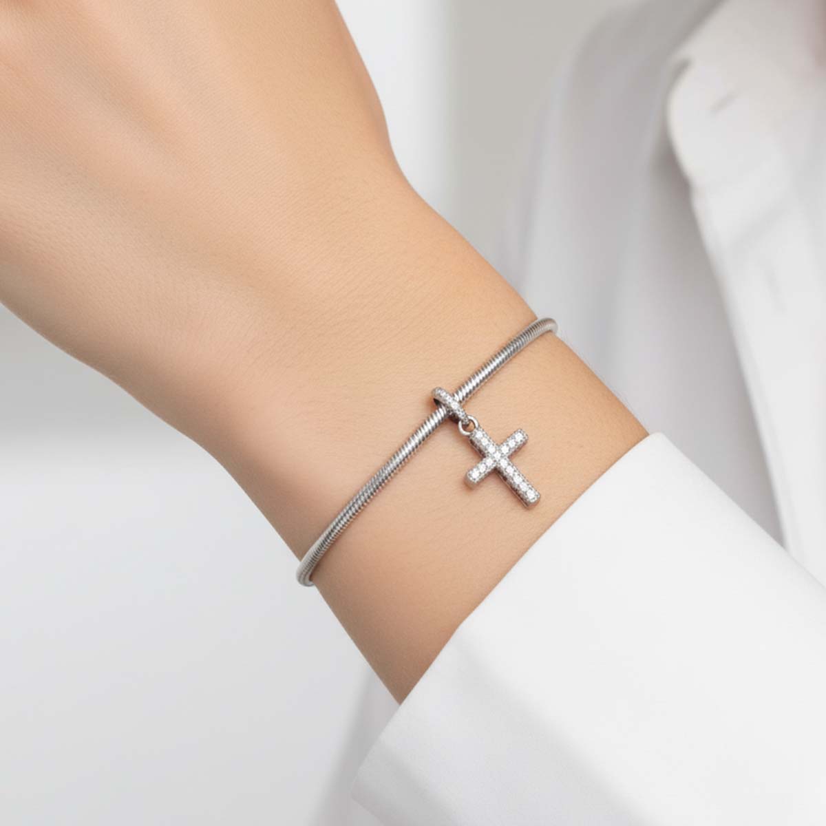 Sparkling Cross Pendant charm Hallmarked S925 Sterling Silver