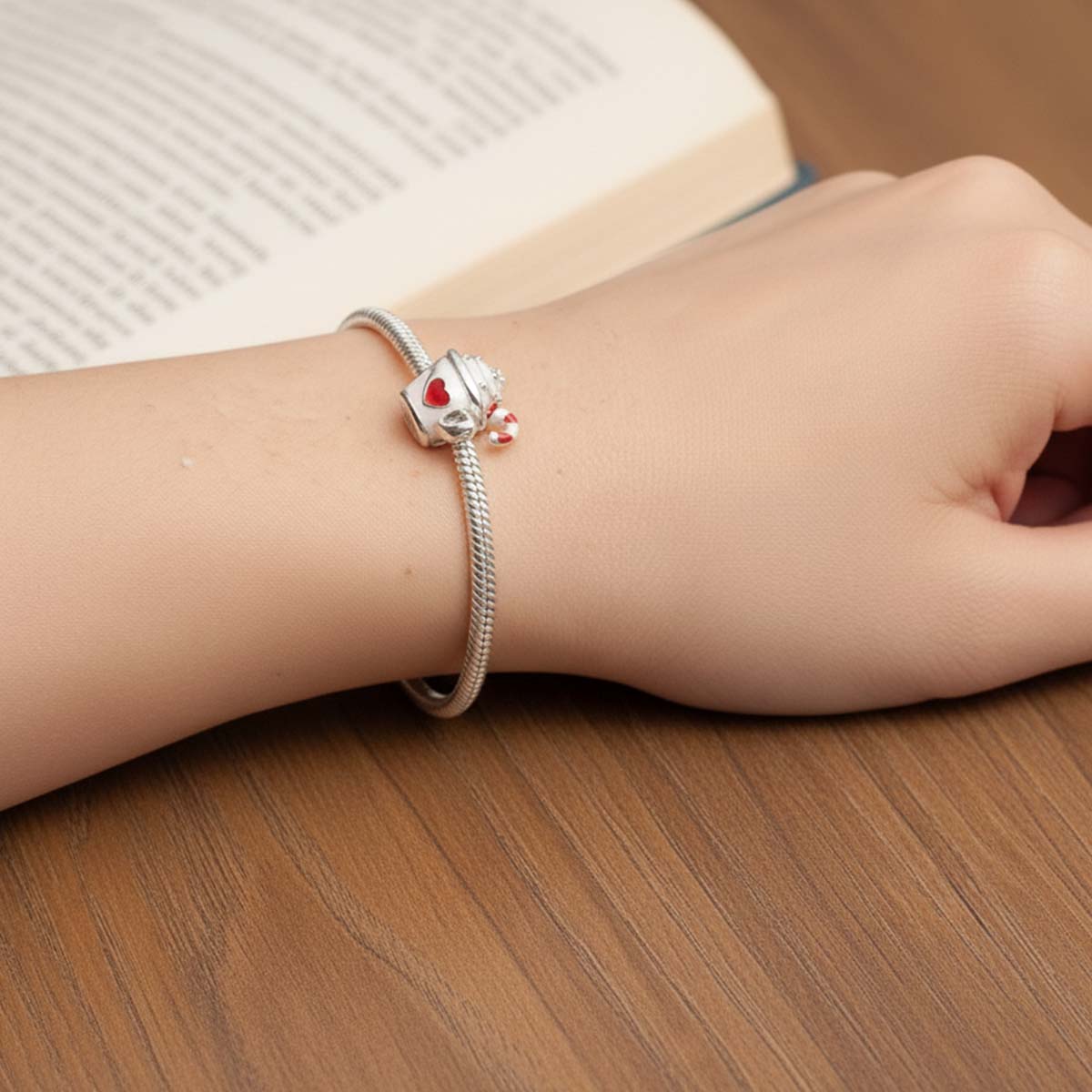 Cocoa & Candy Cane Charm Hallmarked S925 Sterling Silver