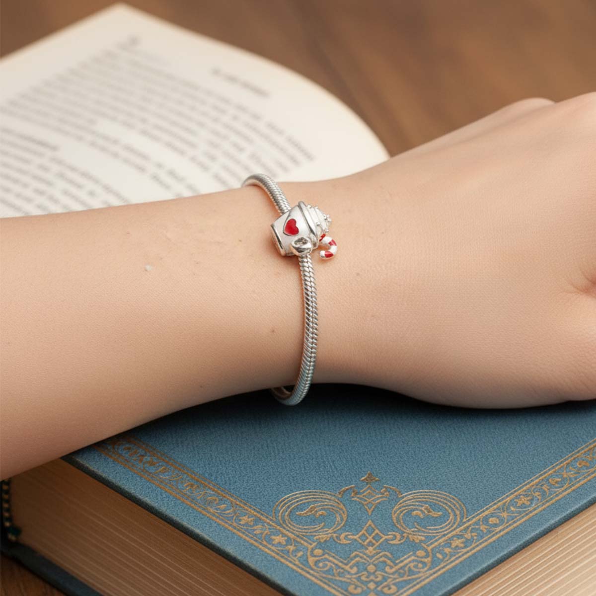 Cocoa & Candy Cane Charm Hallmarked S925 Sterling Silver