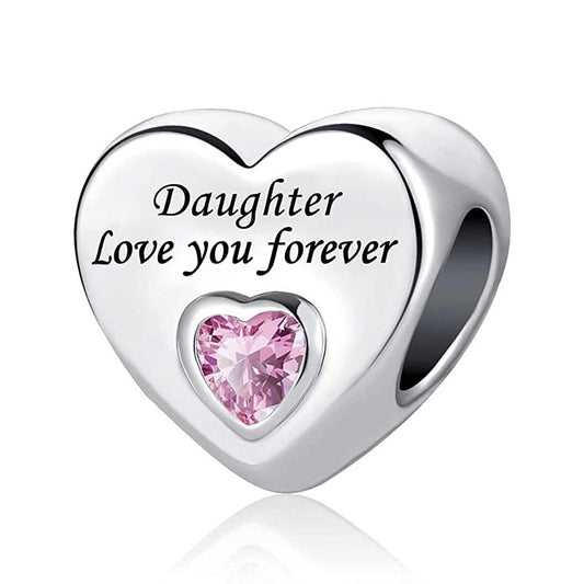 Daughter Love You Forever Heart Charm Hallmarked S925 Sterling Silver