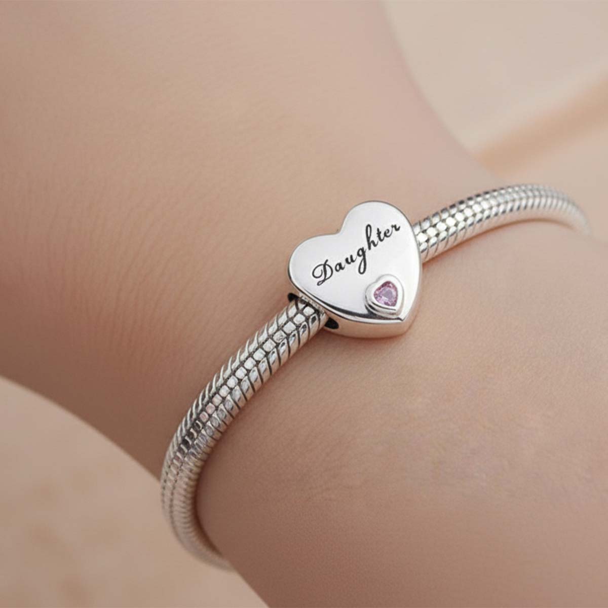 Daughter Heart Charm Hallmarked S925 Sterling Silver