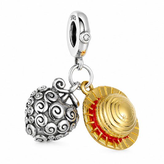 Devil Fruit Double Dangle Charm Hallmarked S925 Sterling Silver