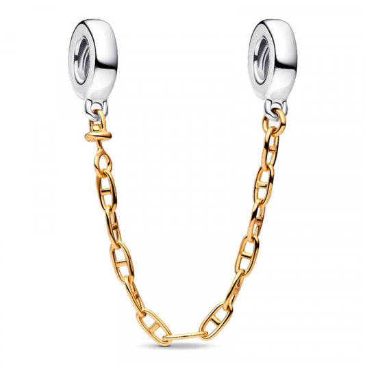 Elongated Safety Chain Charm Hallmarked S925 Sterling Silver