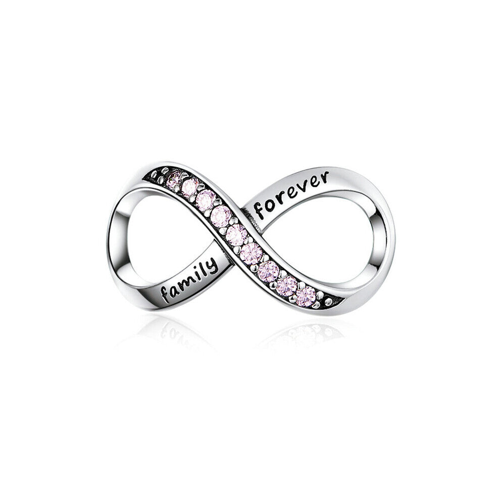 Family Forever Infinity Slide Charm Hallmarked S925 Sterling Silver