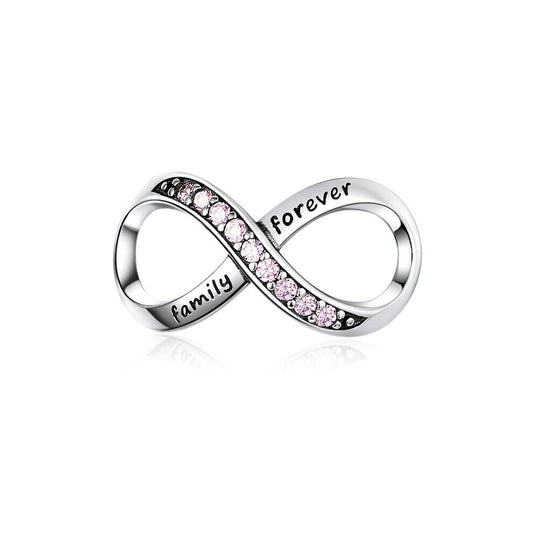 Family Forever Infinity Slide Charm Hallmarked S925 Sterling Silver