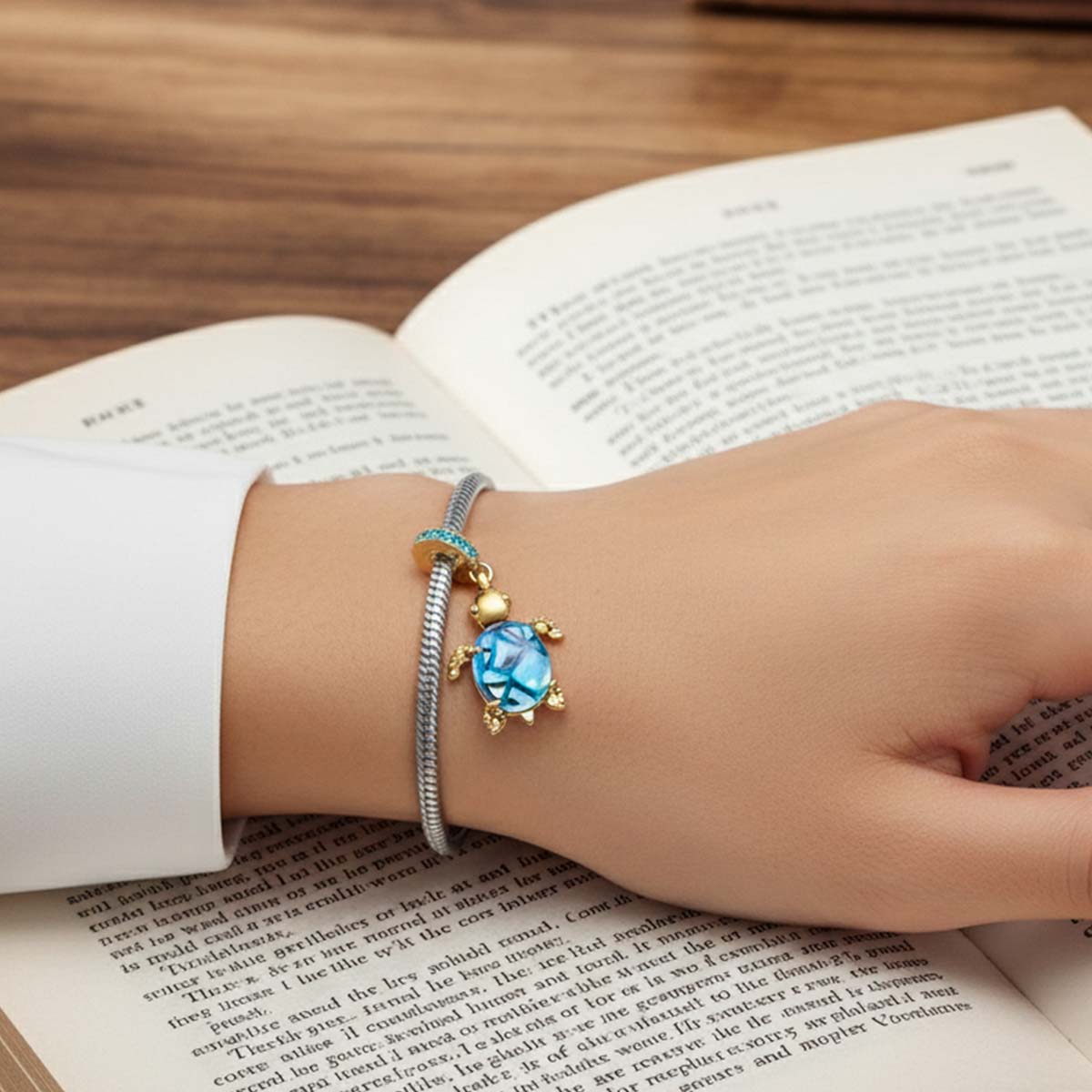 Sea Turtle Murano Glass Dangle Charm Hallmarked S925 Sterling Silver