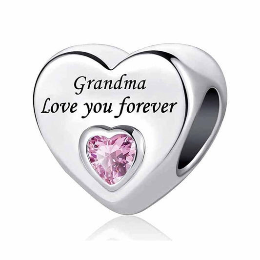 Grandma Love You Forever Heart Charm Hallmarked S925 Sterling Silver