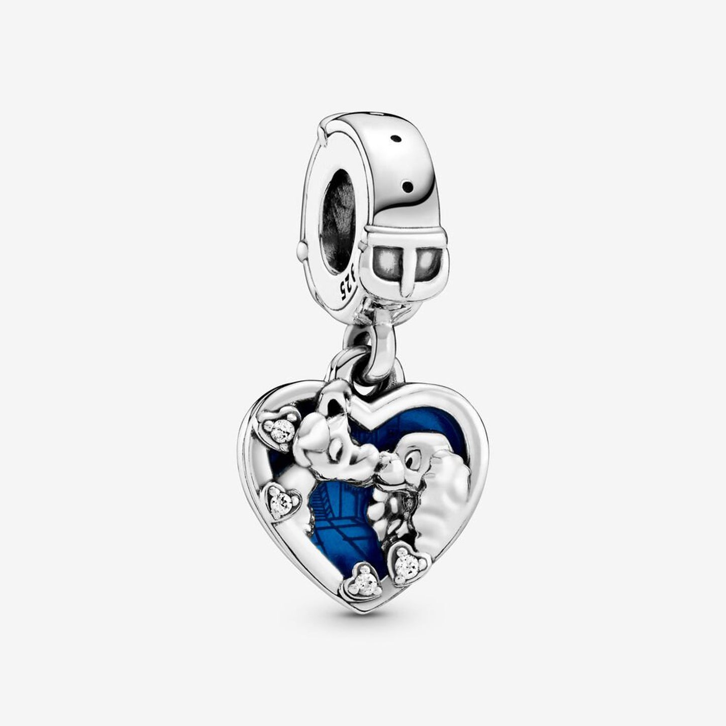 Disney Lady & Tramp Dangle Charm Hallmarked S925 Sterling Silver