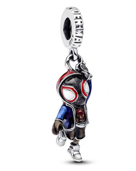 Marvel's Spider-Man Miles Morales Dangle Charm Hallmarked S925 Sterling Silver