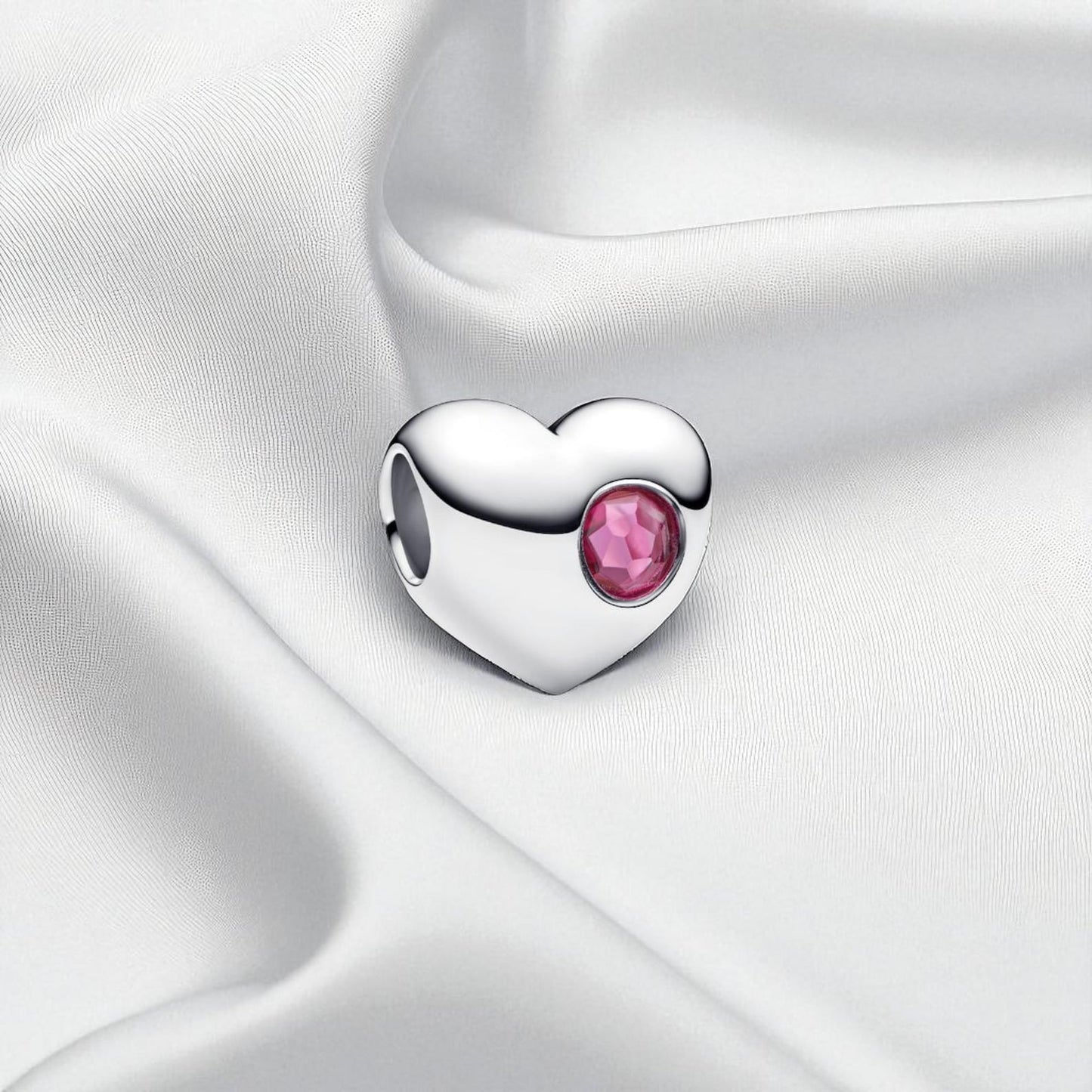 Birthstone Hearts Bracelet Charm Hallmarked S925 Sterling Silver