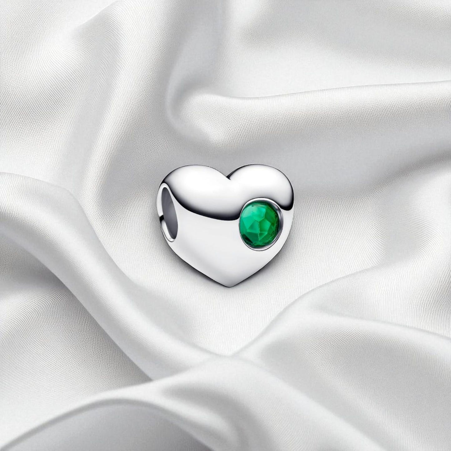 Birthstone Hearts Bracelet Charm Hallmarked S925 Sterling Silver