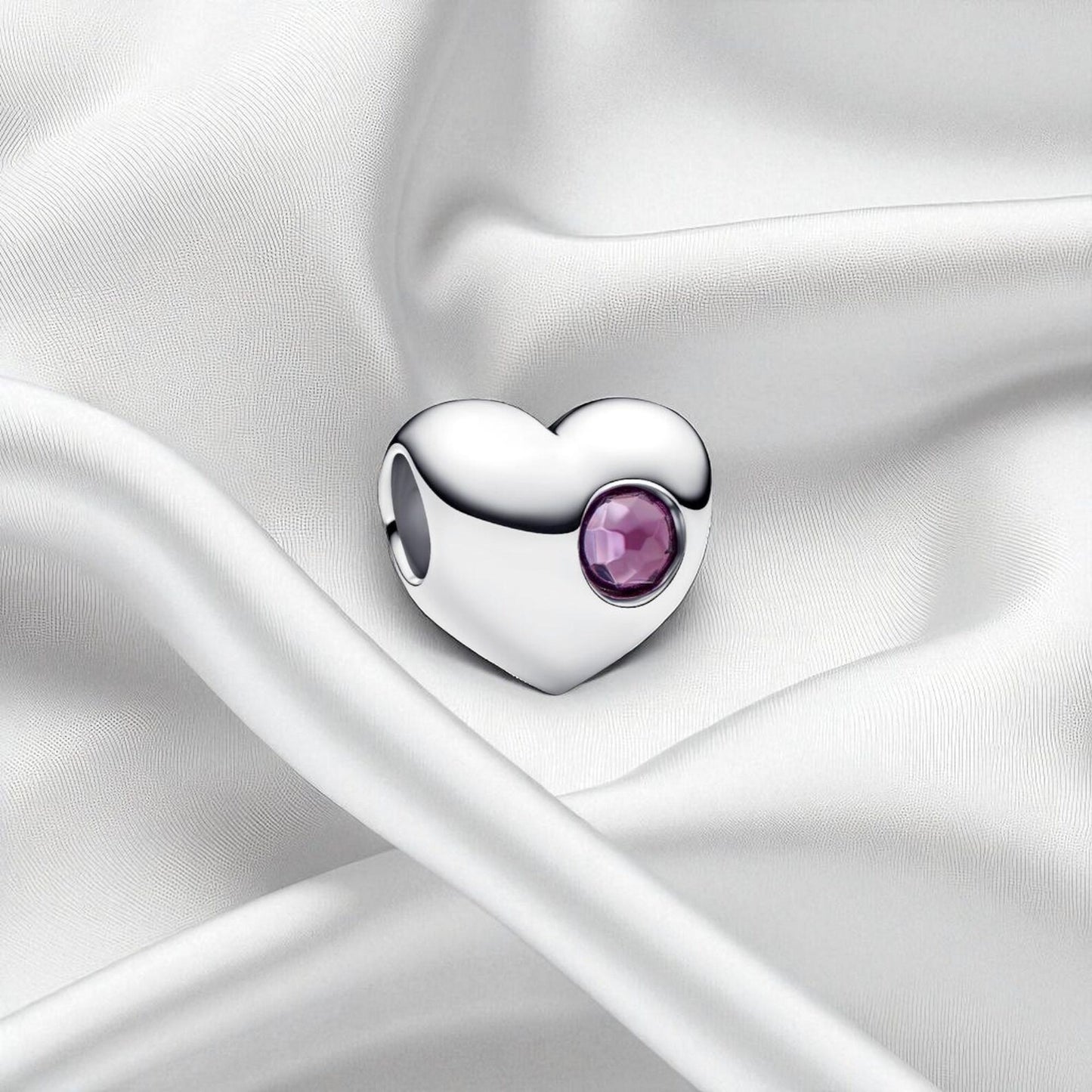 Birthstone Hearts Bracelet Charm Hallmarked S925 Sterling Silver