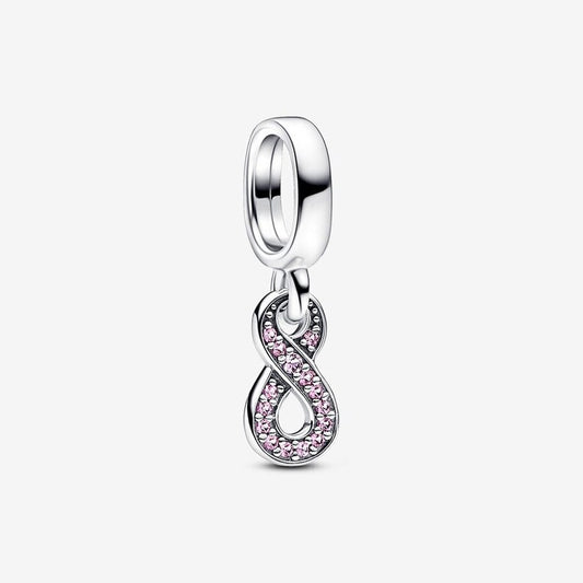 Sparkling Infinity Dangle Charm Hallmarked S925 Sterling Silver