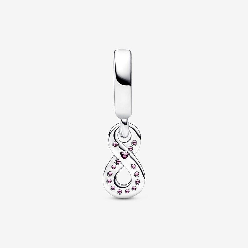 Sparkling Infinity Dangle Charm Hallmarked S925 Sterling Silver