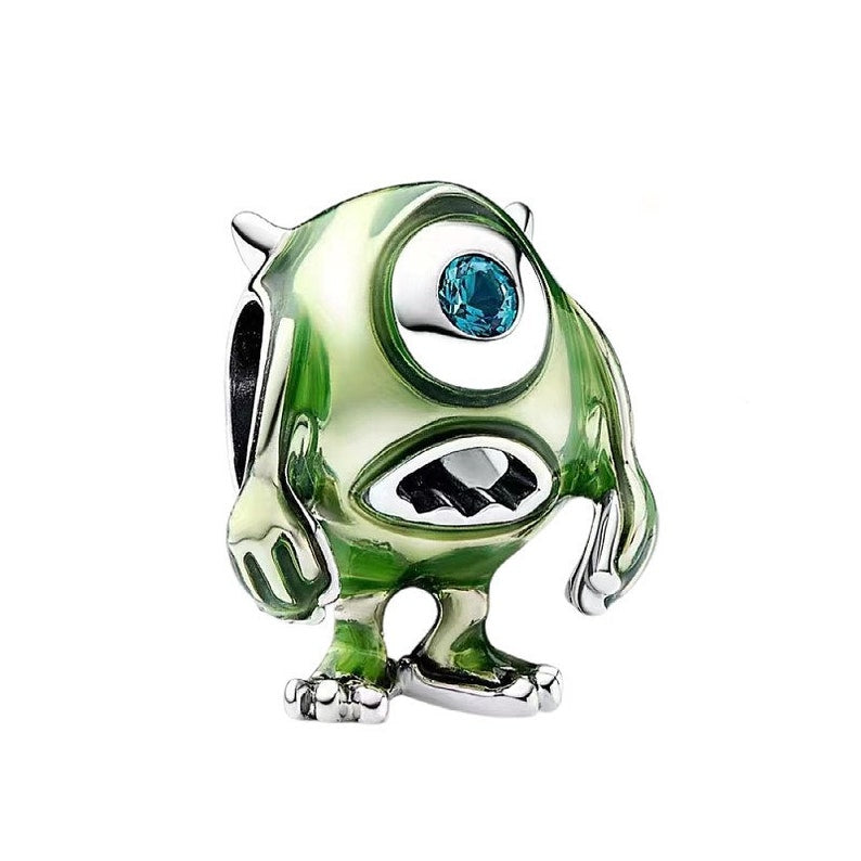 Disney Pixar Mike Wazowski Charm Hallmarked S925 Sterling Silver