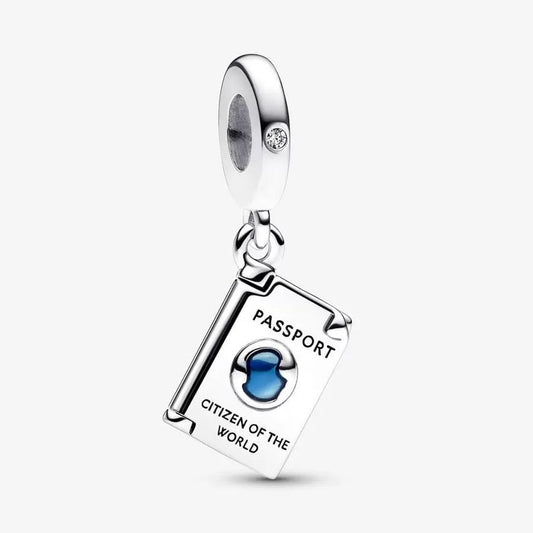 Openable Passport Dangle Charm Hallmarked S925 Sterling Silver