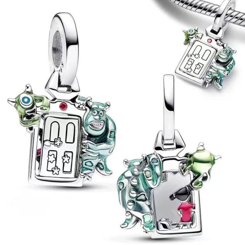 Disney Pixar Monsters, Inc. Door Dangle Charm Hallmarked S925 Sterling Silver