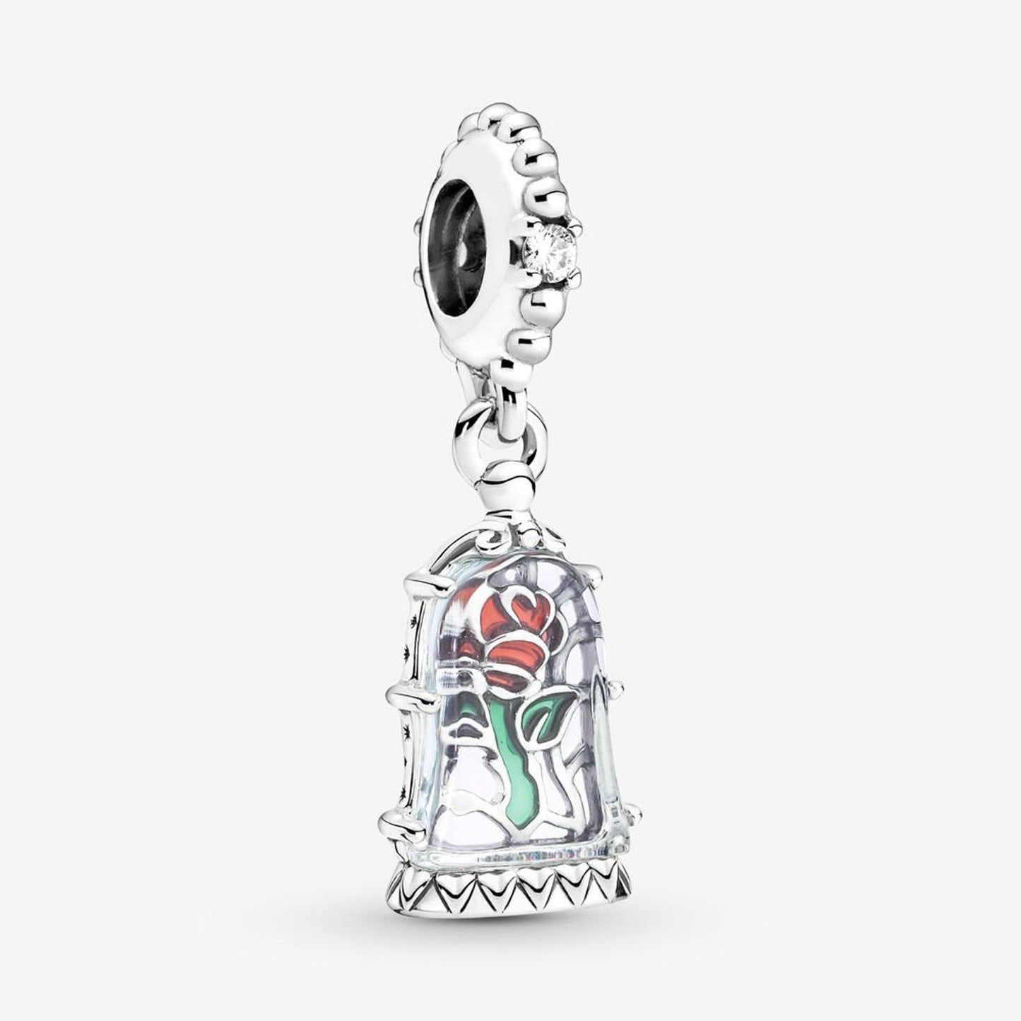 S925 Disney Beauty & Beast Dancing Belle Enchanted Rose Princess Sterling Silver Charm Collection