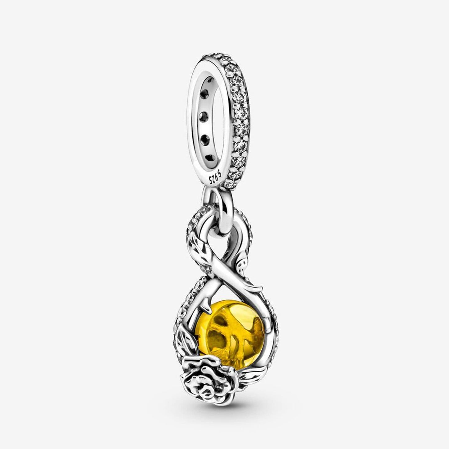 S925 Disney Beauty & Beast Dancing Belle Enchanted Rose Princess Sterling Silver Charm Collection