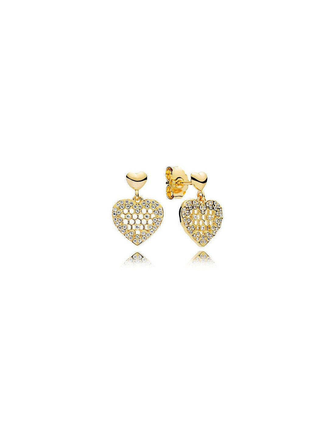 Honeycomb Lace Drop Sterling Silver golden stud Earrings