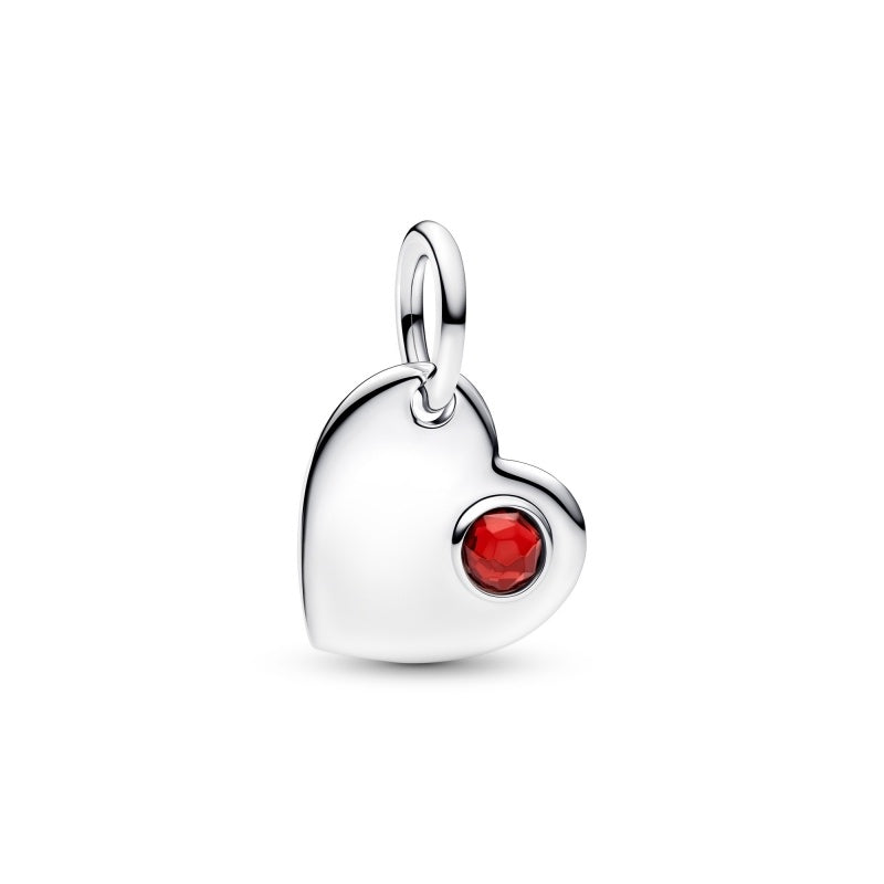 Birthstone Engravable Heart Dangle Charm Hallmarked S925 Sterling Silver