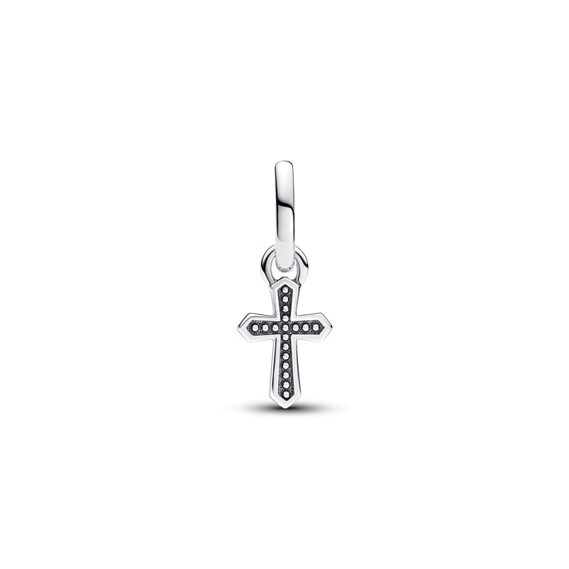 Sparkling Cross Mini Dangle Charm Hallmarked S925 Sterling Silver