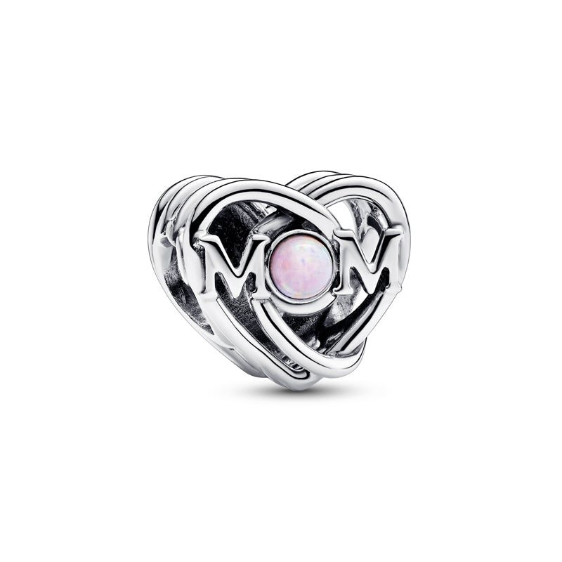 Openwork Mum & Heart Charm Hallmarked S925 Sterling Silver