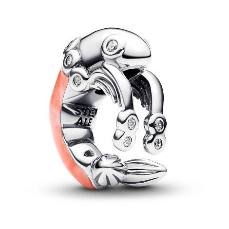 Pink Shrimp Charm Hallmarked S925 Sterling Silver