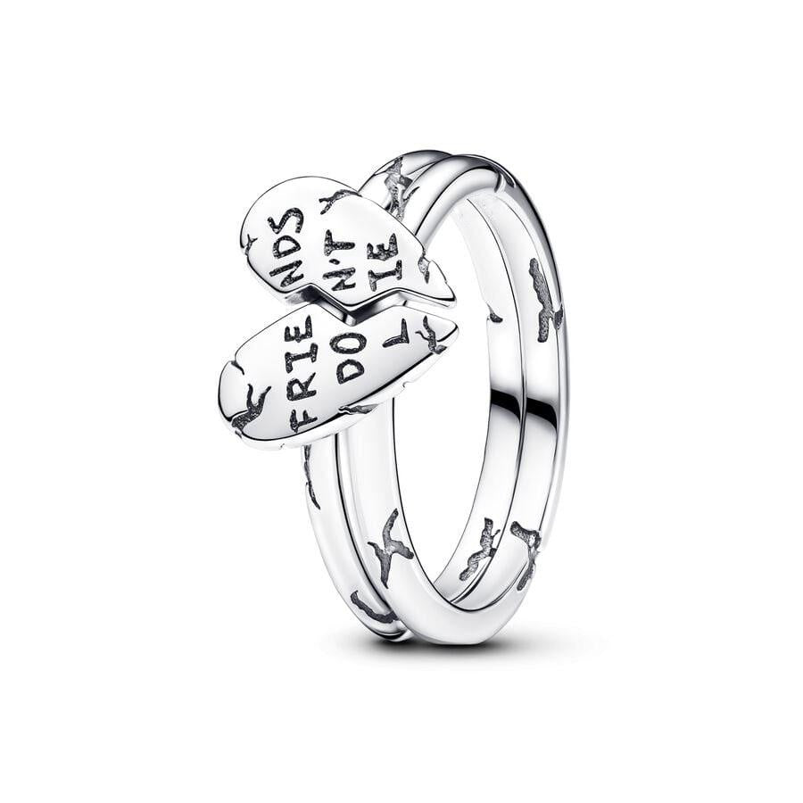 Sparkling White Radiant Stranger Things Friends Don't Lie Splittable Sterling Silver Ring