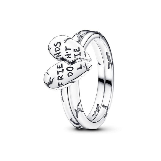 Sparkling White Radiant Stranger Things Friends Don't Lie Splittable Sterling Silver Ring
