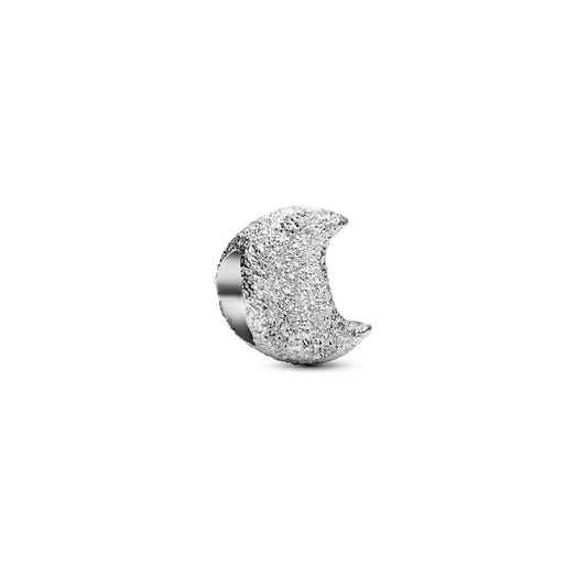 Textured Moon Mini Charm Hallmarked S925 Sterling Silver