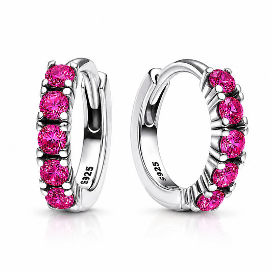 Pink Fuchsia Huggie Hoop Earrings
