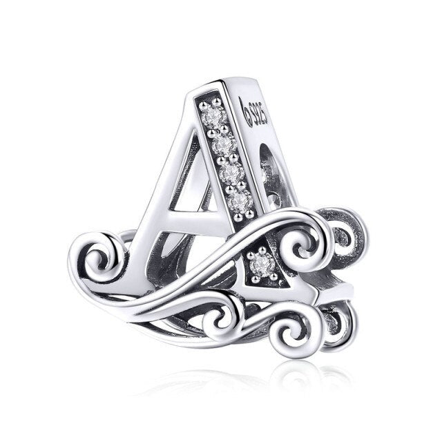 S925 Classic Alphabets A to Z Sterling Silver Charms Collection