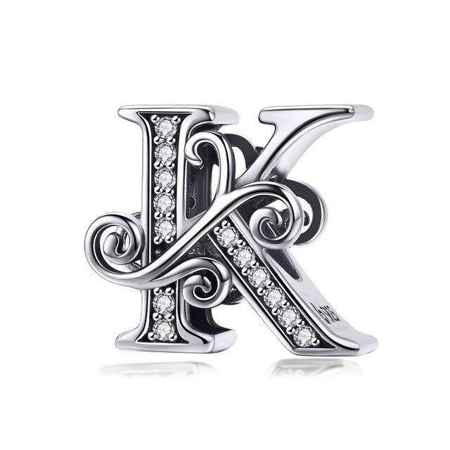 S925 Classic Alphabets A to Z Sterling Silver Charms Collection