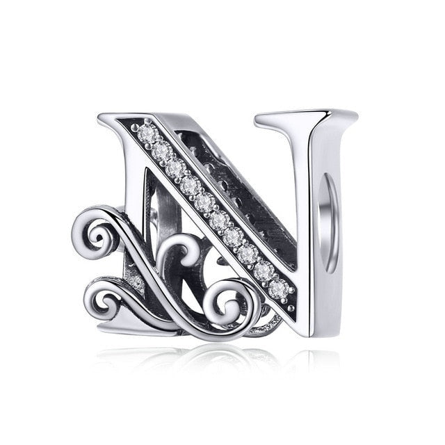 S925 Classic Alphabets A to Z Sterling Silver Charms Collection