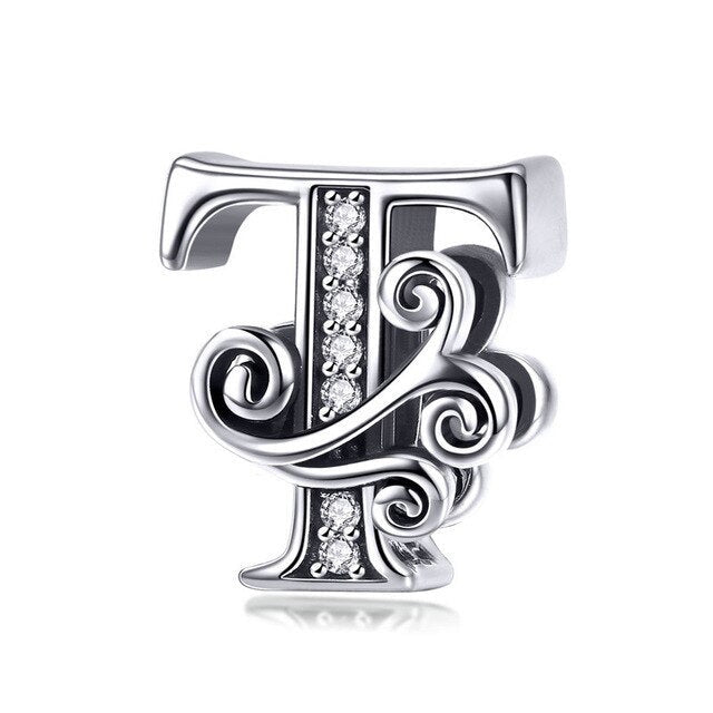 S925 Classic Alphabets A to Z Sterling Silver Charms Collection