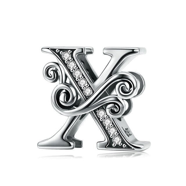 S925 Classic Alphabets A to Z Sterling Silver Charms Collection