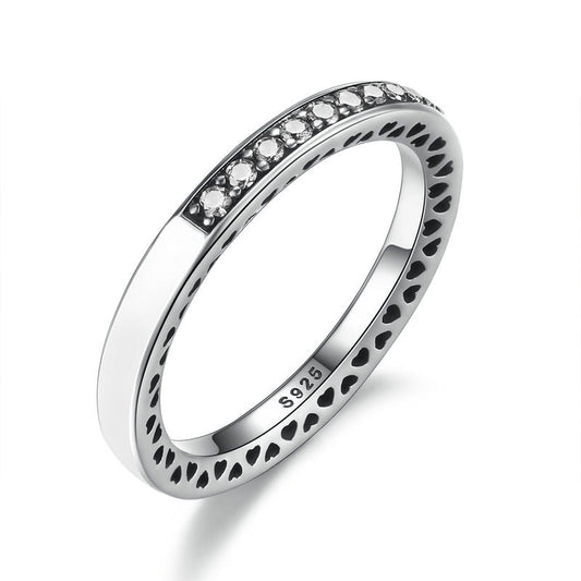 Sparkling White Radiant Stackable Sterling Silver Ring