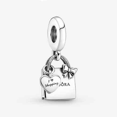 Shopping Bag Charm Hallmarked S925 Sterling Silver