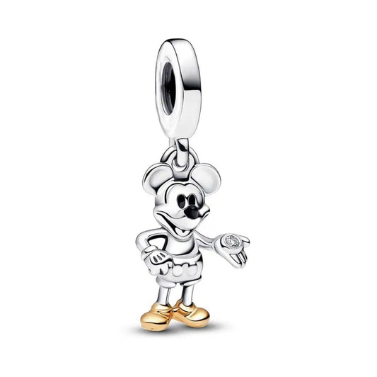Disney 100th Anniversary Mickey Mouse Dangle Charm Hallmarked S925 Sterling Silver
