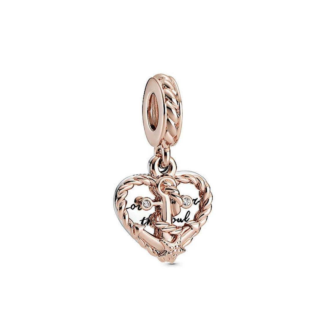 Anchor & Knot Heart Dangle Charm Hallmarked S925 Sterling Silver