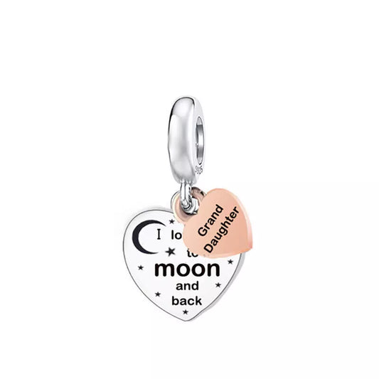 Grand Daughter Love You to the Moon and Back Charm Hallmarked S925 Sterling Silver
