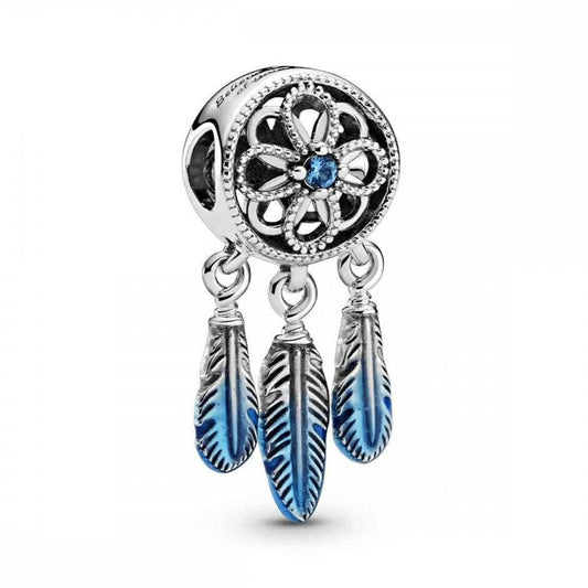 Blue Dreamcatcher Charm Hallmarked S925 Sterling Silver