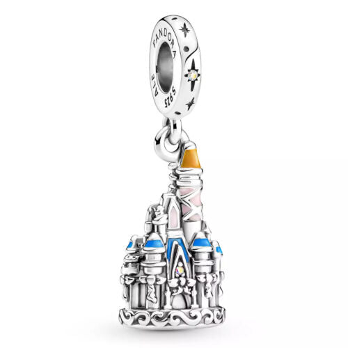 Disney Cinderella Castle Dangle Charm Hallmarked S925 Sterling Silver