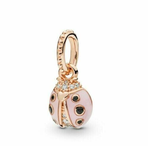 Pink Ladybird Pendant Dangle Charm S925 Hallmarked Sterling Silver Charm