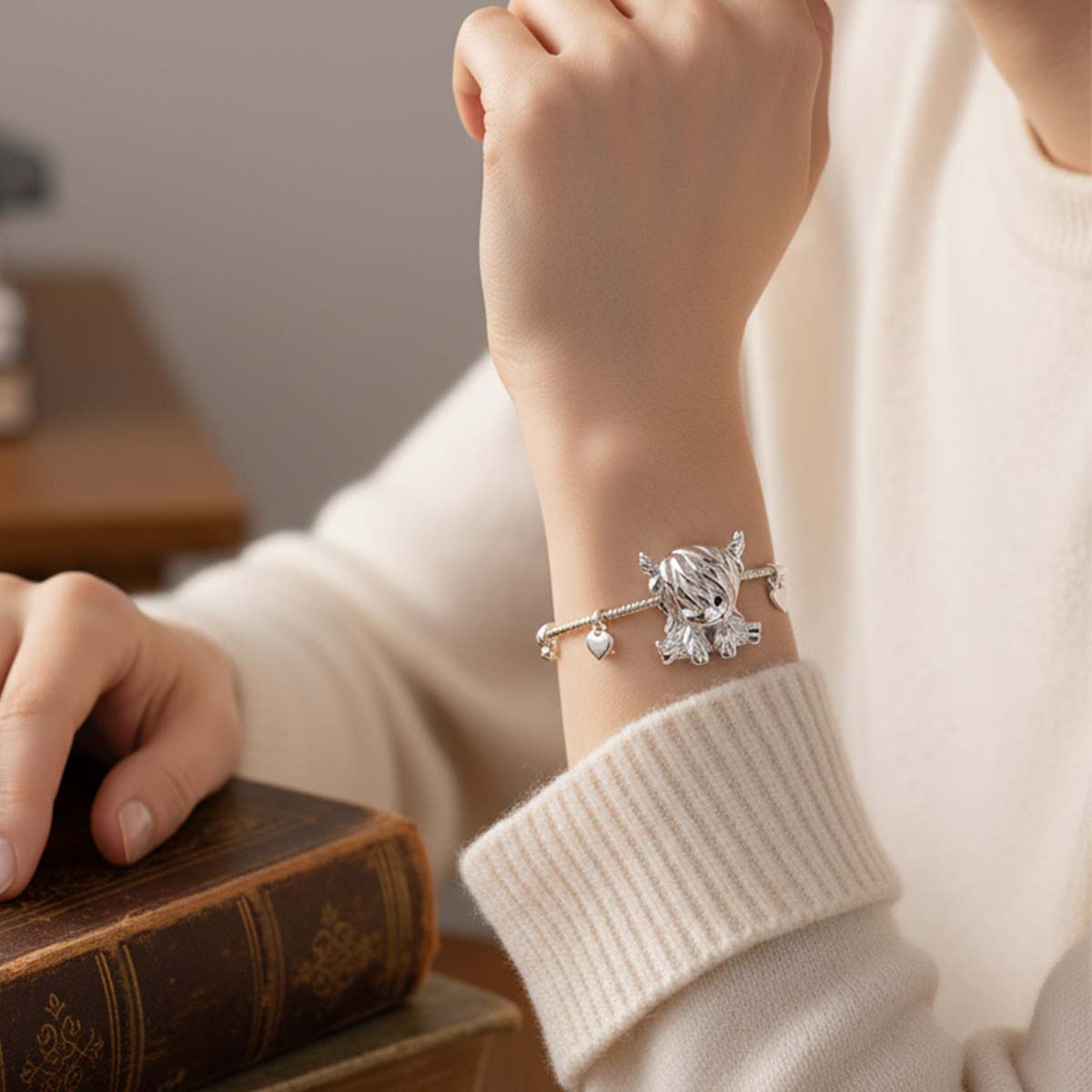 Scottish Highland Cow Charm Hallmarked S925 Sterling Silver